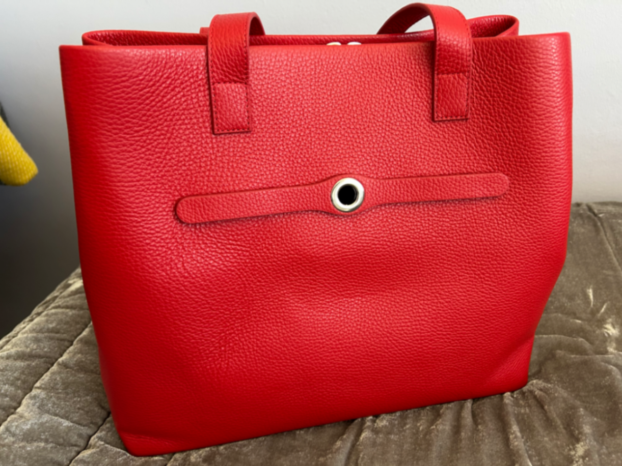 Pillarbox Red Michelle Tote In Silver Colour Hardware