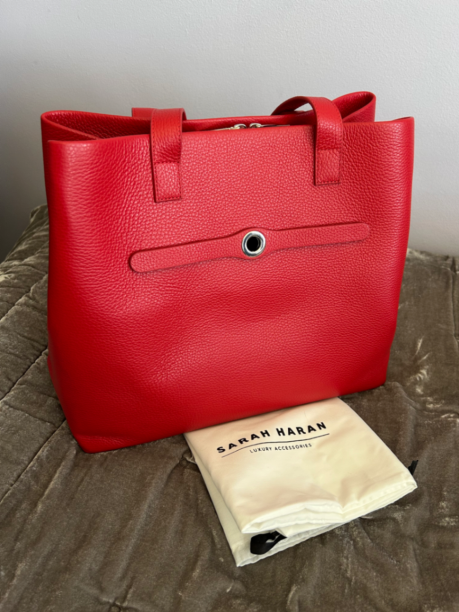 Pillarbox Red Michelle Tote In Silver Colour Hardware