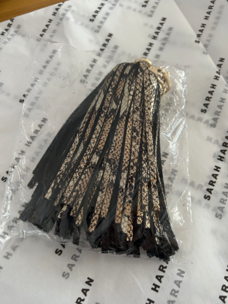 Python Glamour Gemini Pompom tassel in gold hardware 
