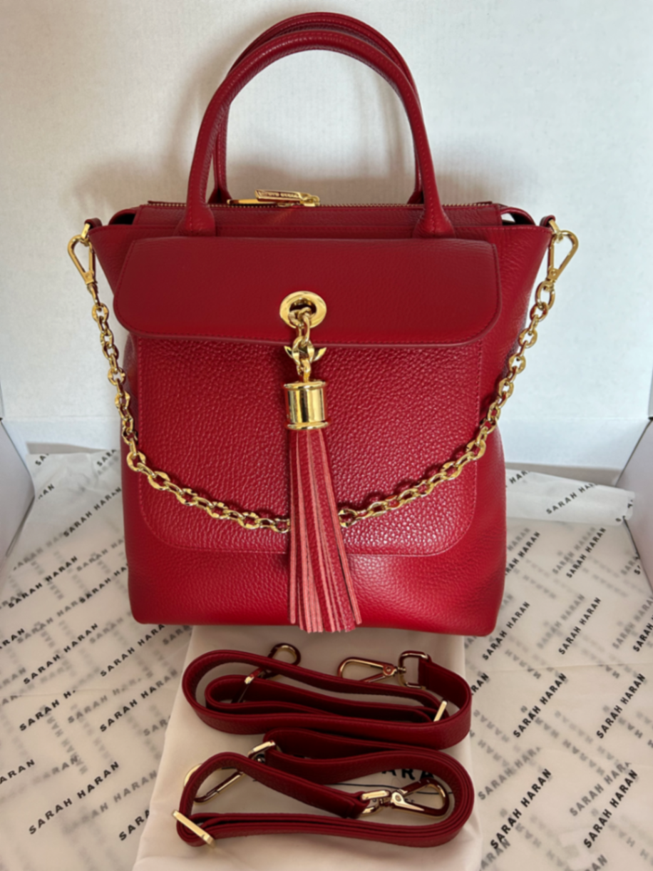 Mini P Backpack - Gold / Lipstick Red
