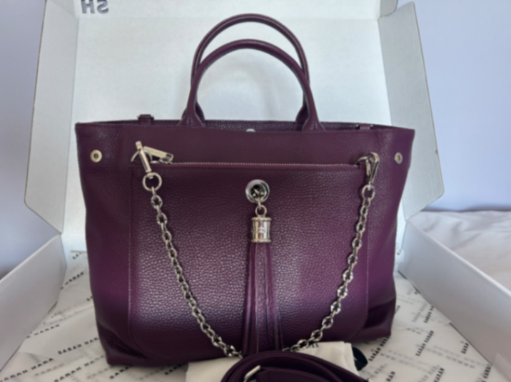 Aubergine Dahlia & Ivy - Silver hardware 