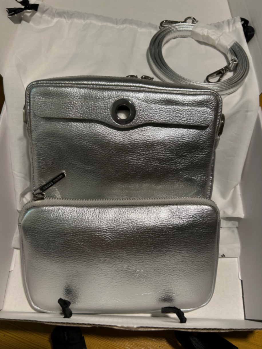 Brand new Metallic Silver Millie & Matching Millie Pouch Silver Hardware