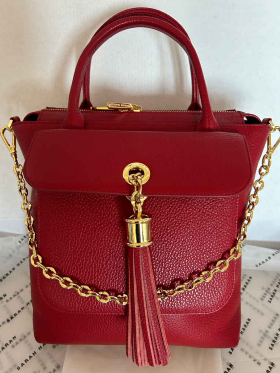 Mini P Backpack - Gold / Lipstick Red