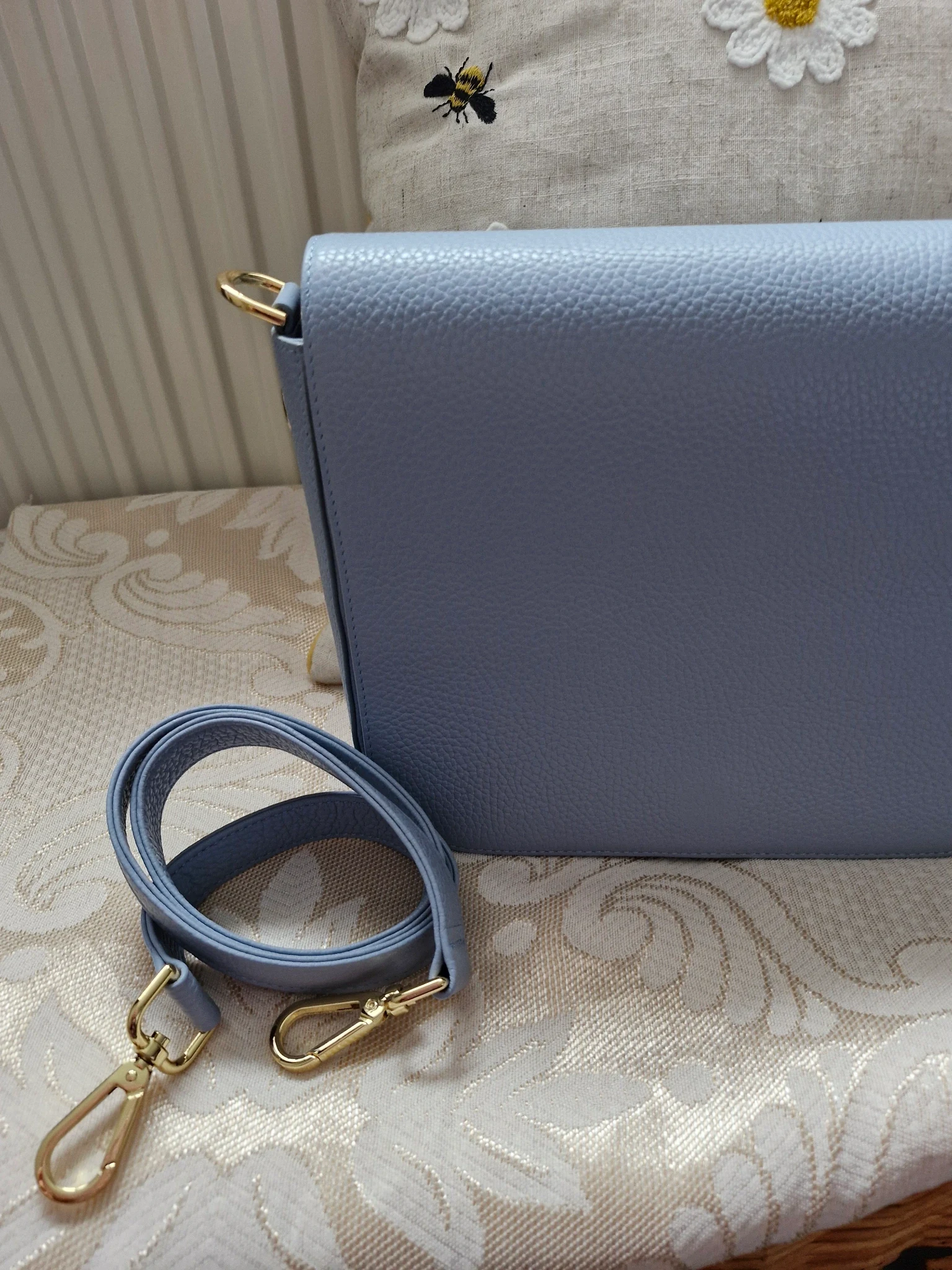 Duck egg iris satchel gold hardware 