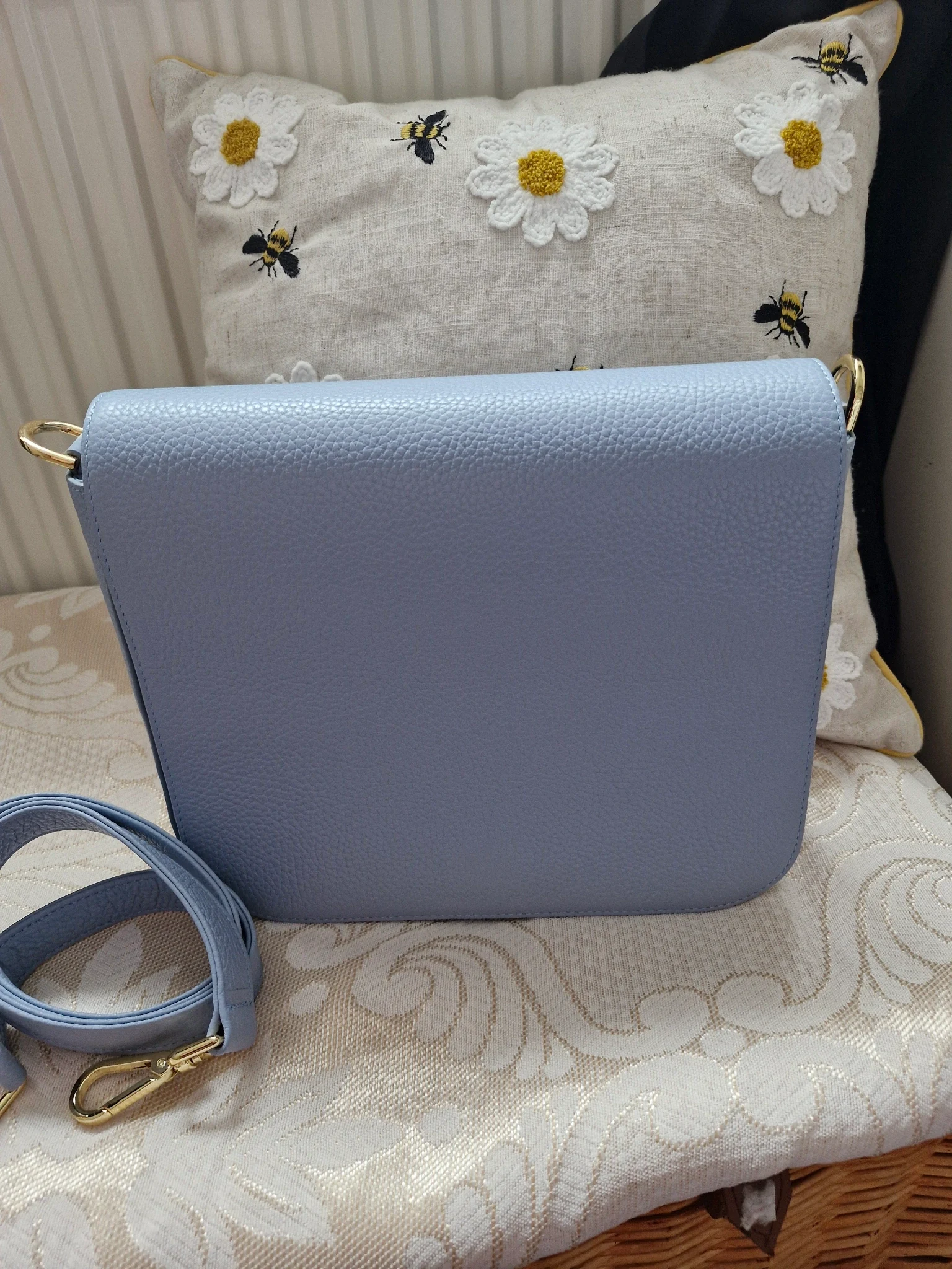 Duck egg iris satchel gold hardware 