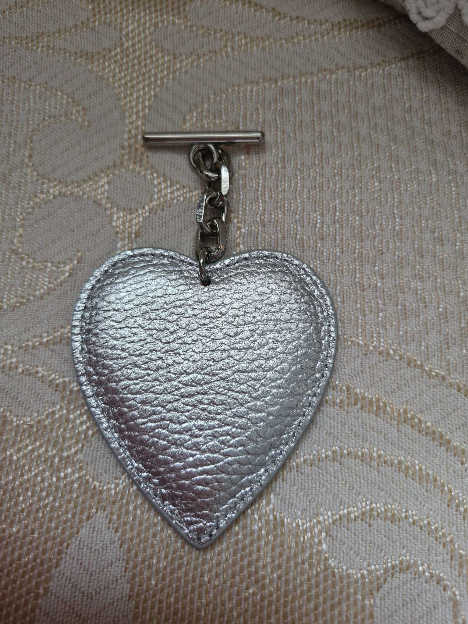 Silver heart tbar tassel silver hardware