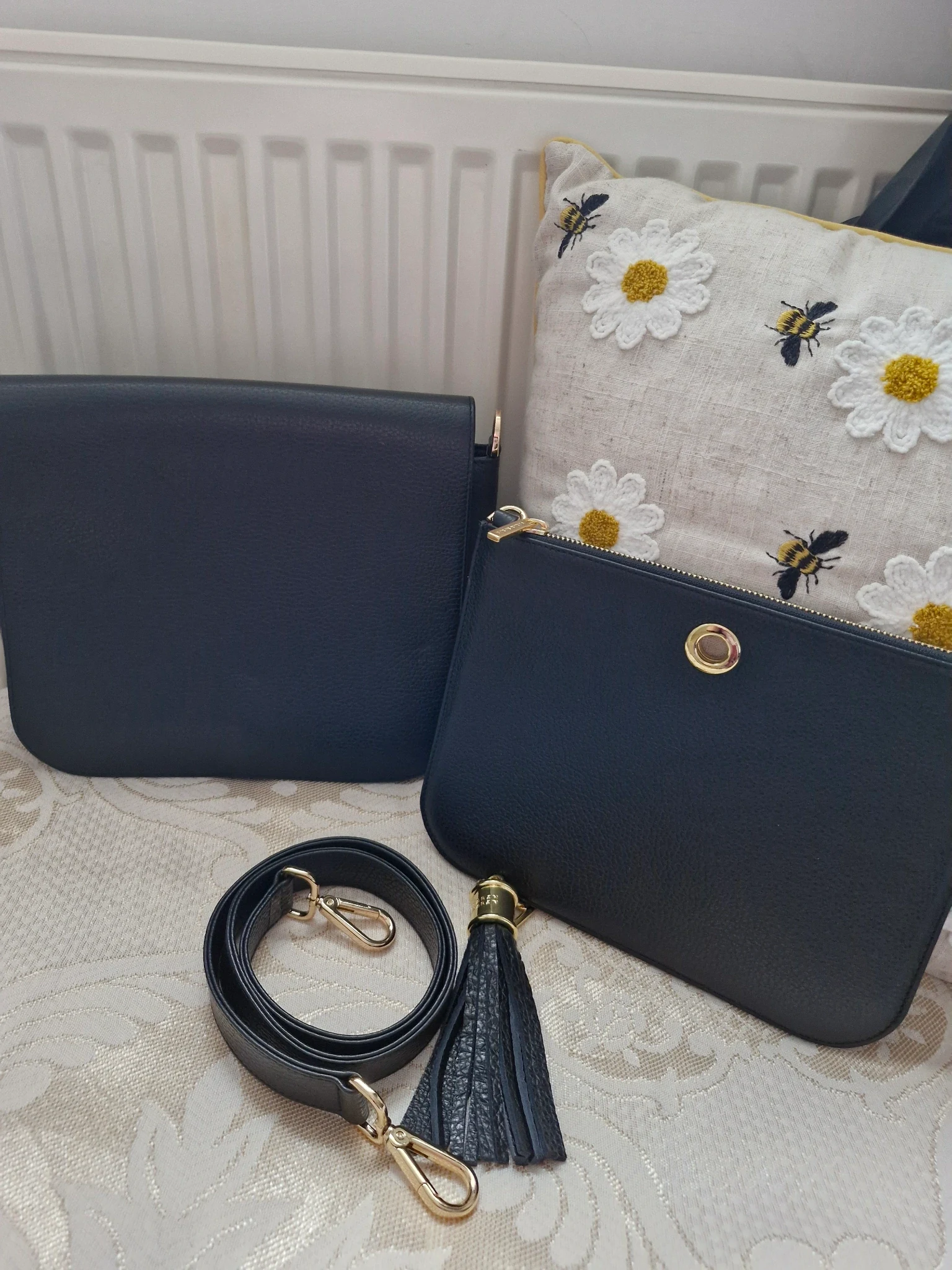 Black fully loaded iris satchel gold hardware 