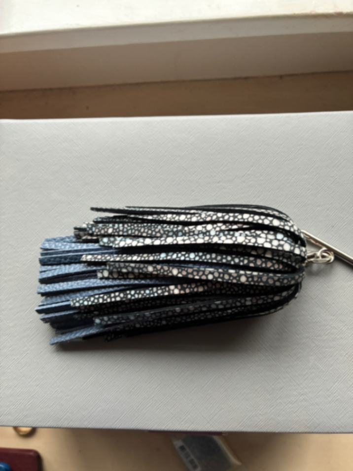 PomPom Tassel - Patterned - Silver / Multi Shagreen Bluebell