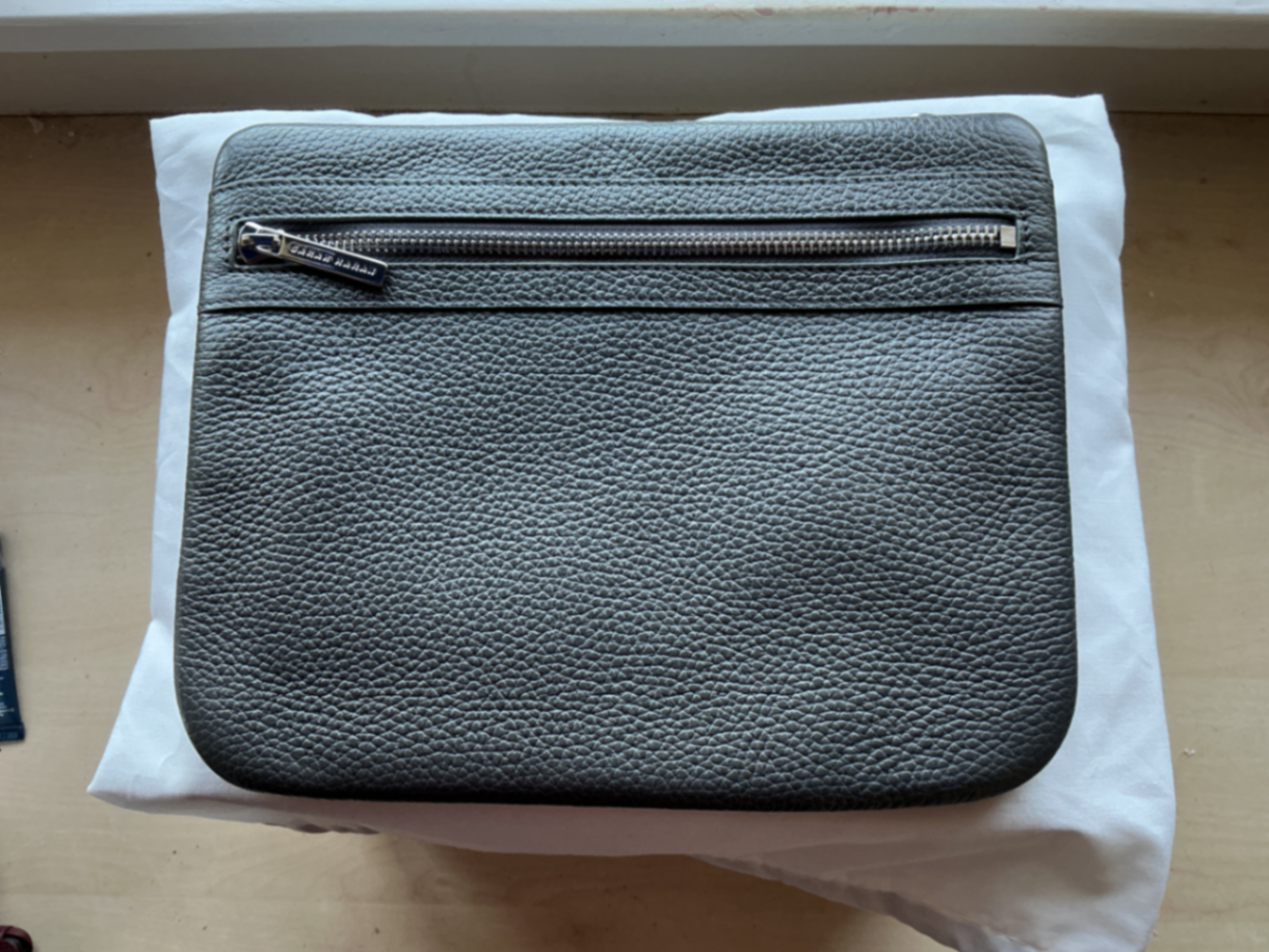 Storm grey Mia pouch with silver hardware 