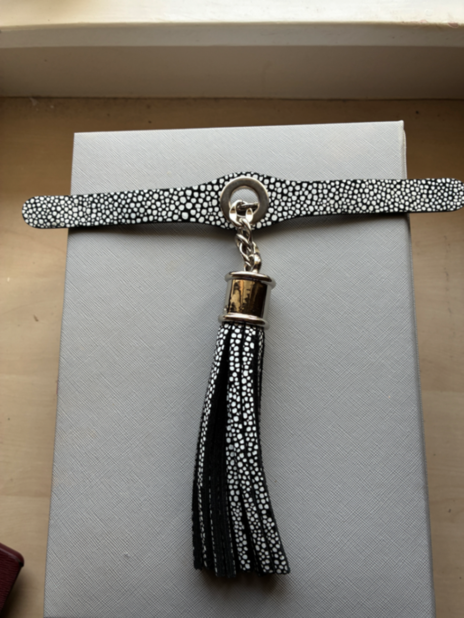 Black and white shagreen deco set with silver hardware