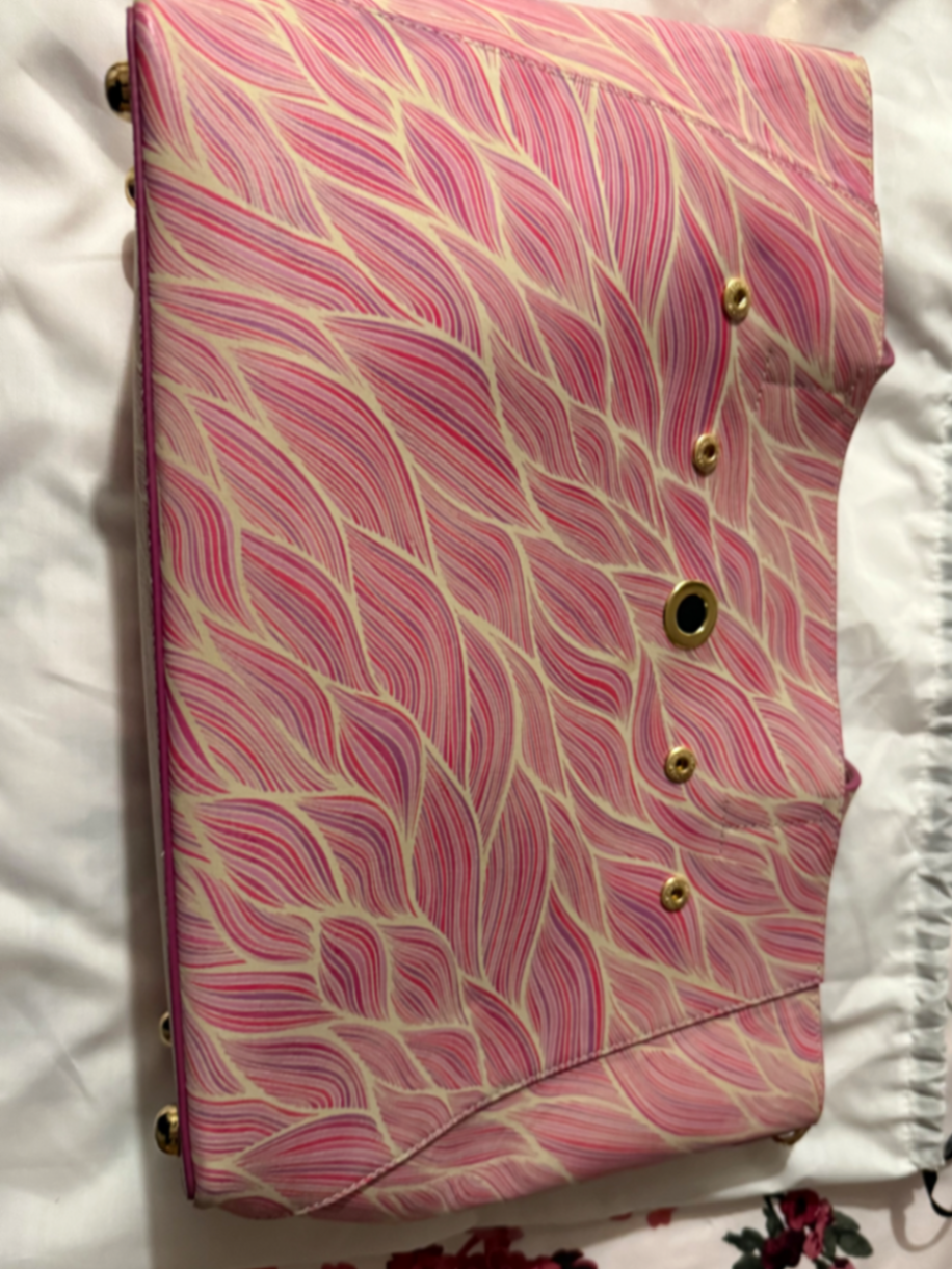 Sarah Tote | Pink Leaf with Gold hardware