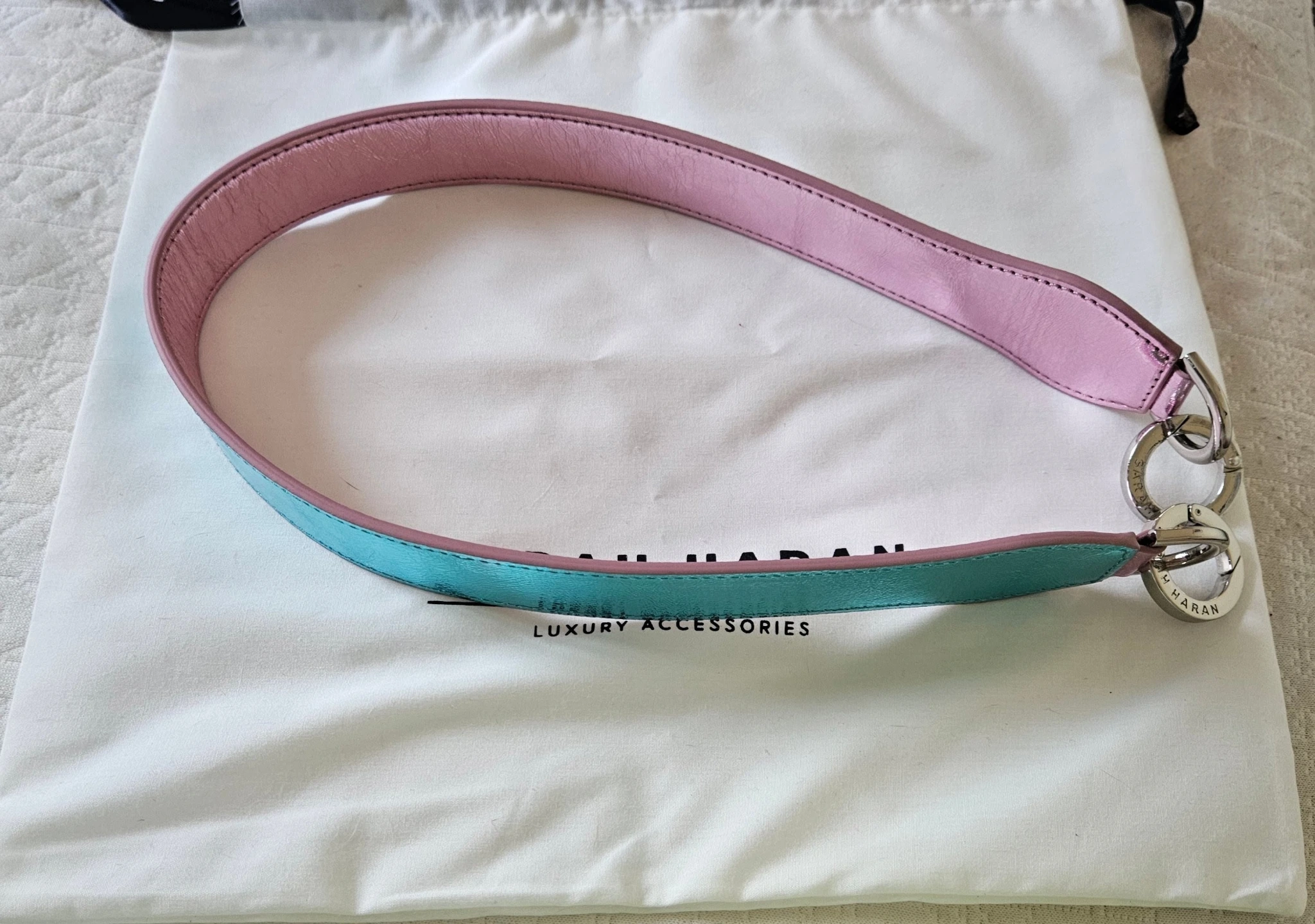 Gemini Strap | Metallic Pink Metallic Turquoise with Silver hardware