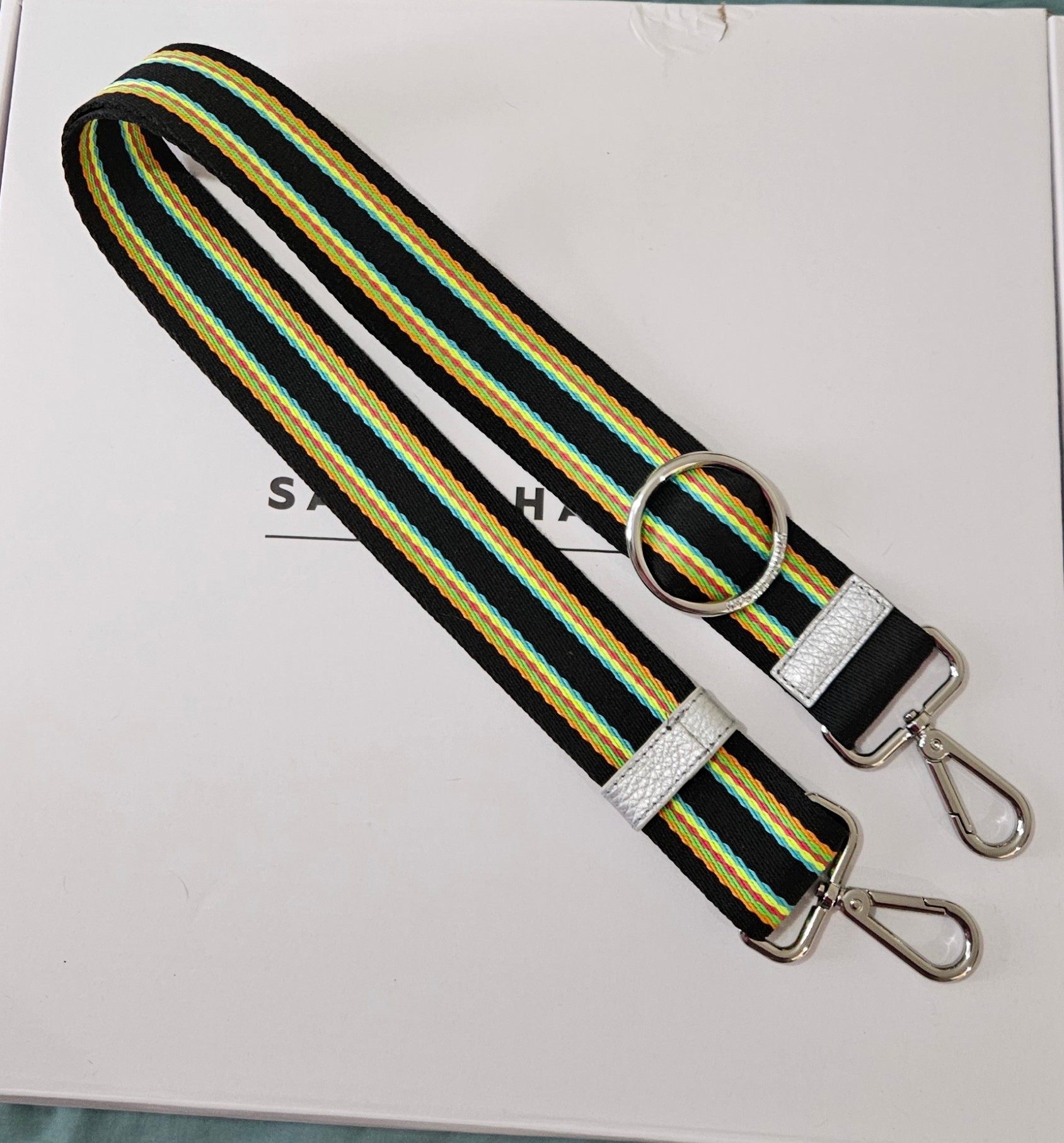 River Strap | Bright Stripe with Silver hardware