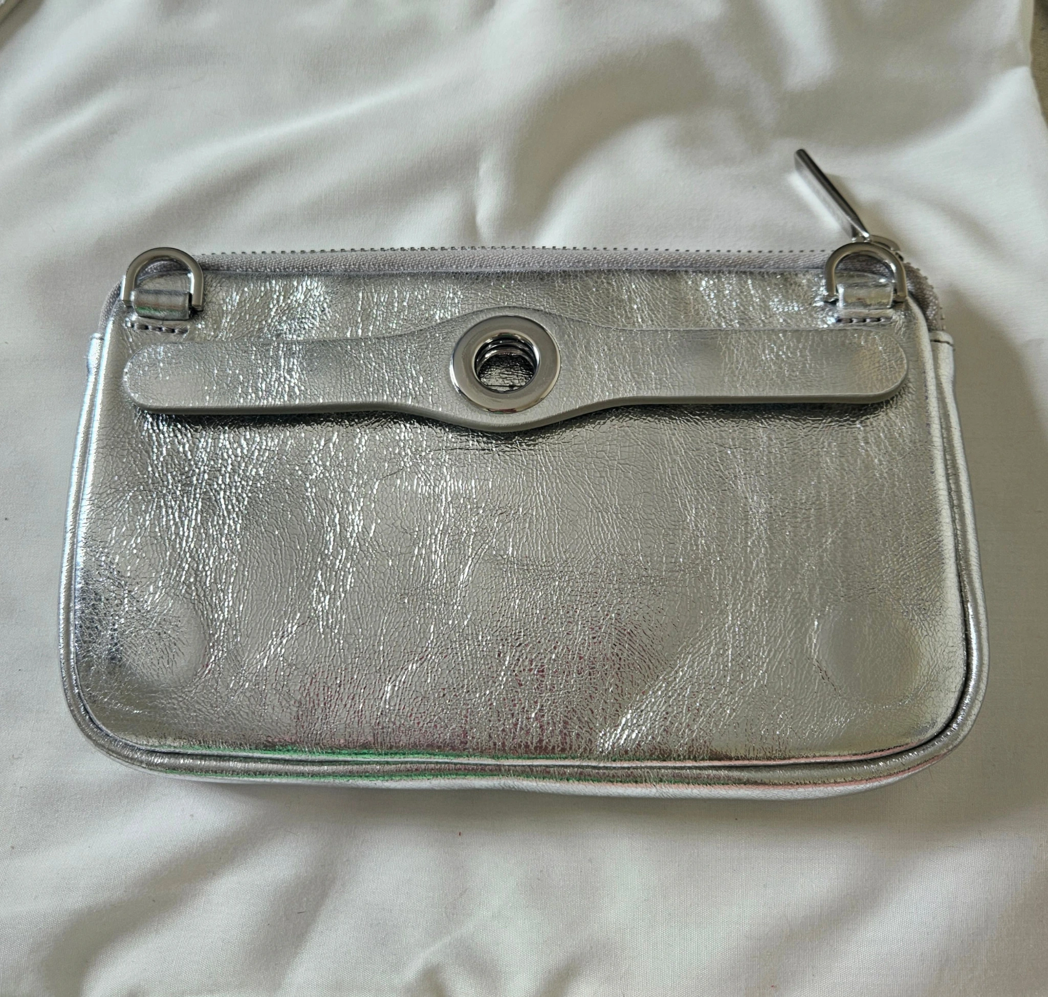 Millie Pouch - Metallic Silver with Silver Hardware 