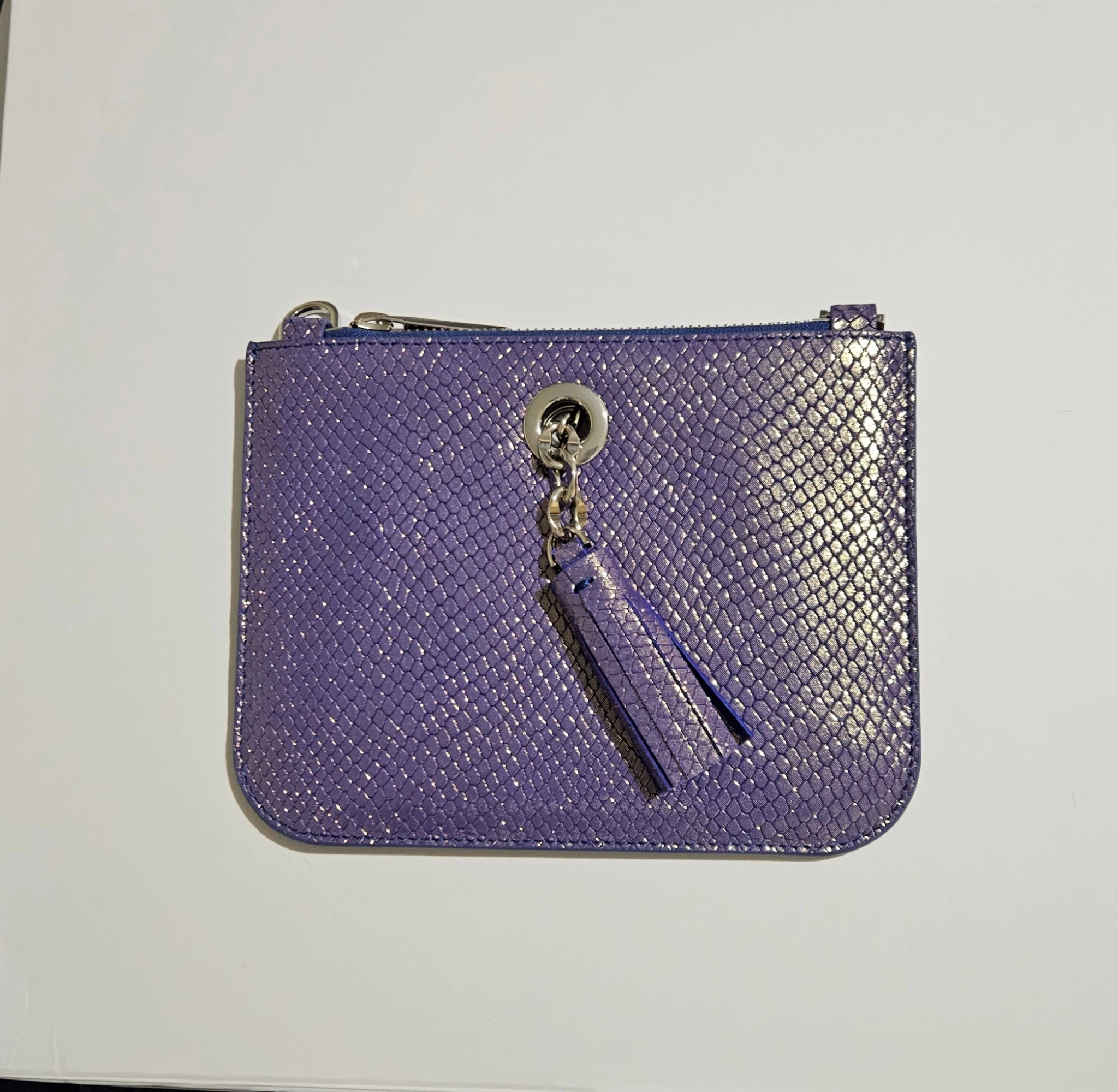 Lily - Textured Blue Glitter - Silver Hardware 