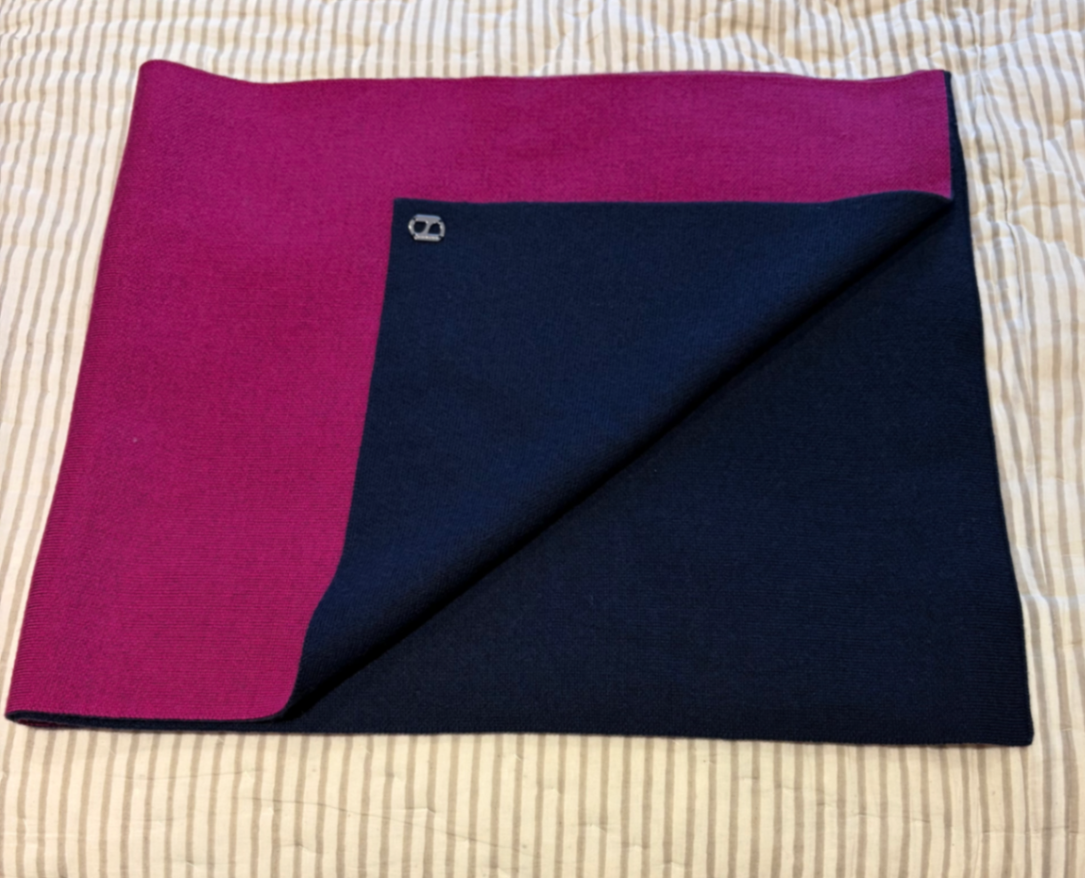 SH Reversible Merino Shawl in Navy and Berry