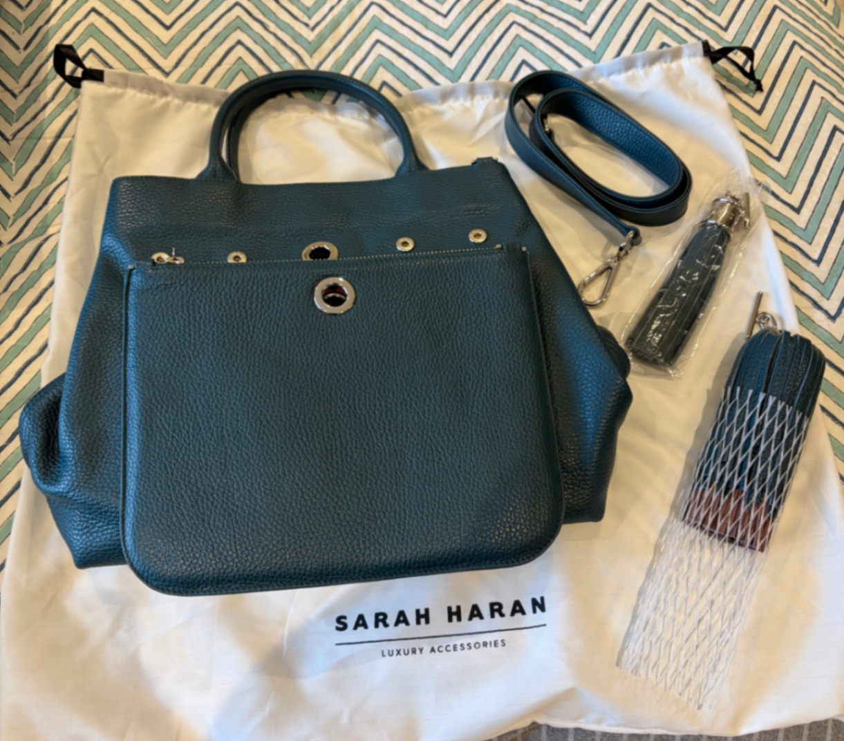 Dahlia Tote | Teal with Silver hardware