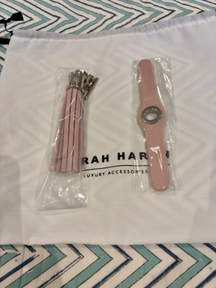 Camellia Pink mini deco stud and matching capsule tassel 