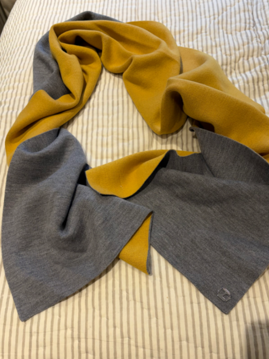 SH Reversible Merino shawl in Grey and Amber 
