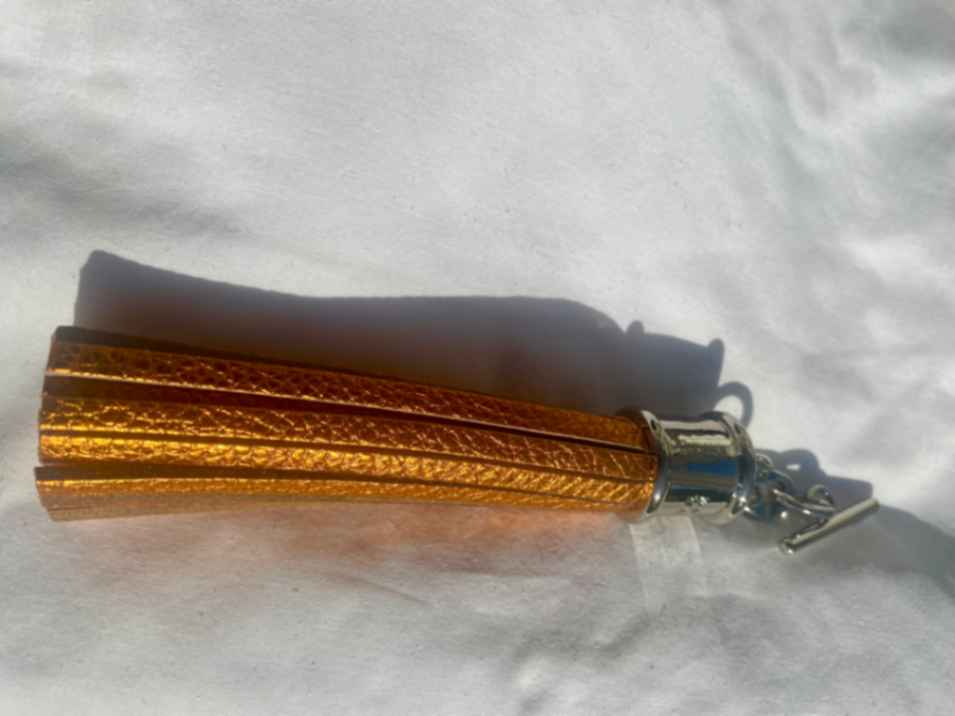 Metallic Mandarin Capsule Tassel with Silver Hardware