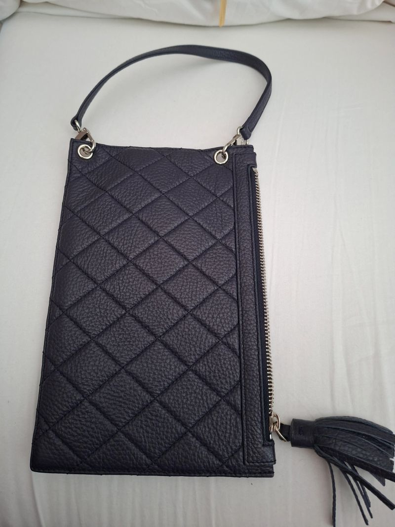 Clover Wristlet - Silver / Quilted Navy