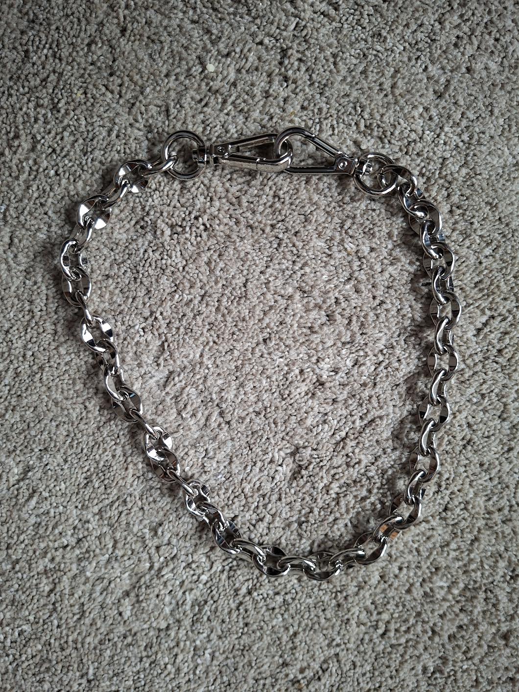 Silver shoulder length chain strap
