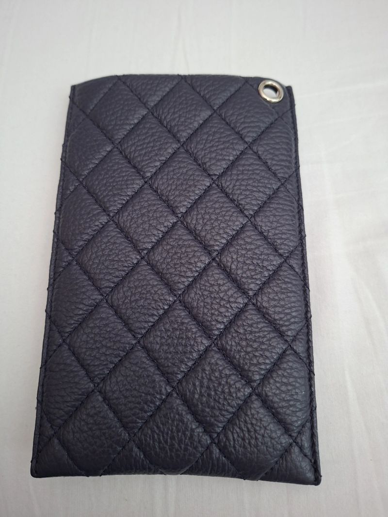 Primrose - Patterned - Glasses or Phone Pouch - Silver / Quilted Navy