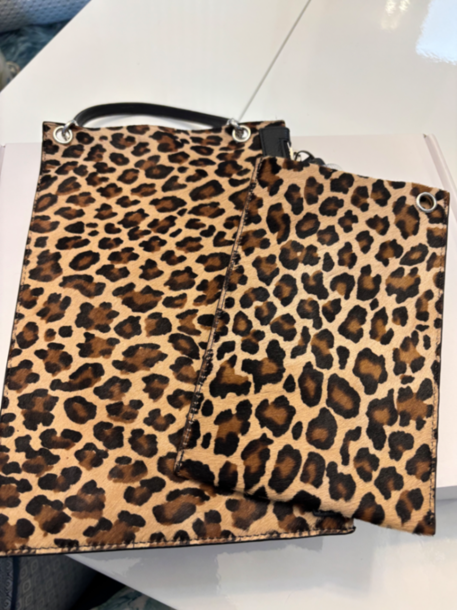 Leopard Clover bag & matching primrose pouch SHW