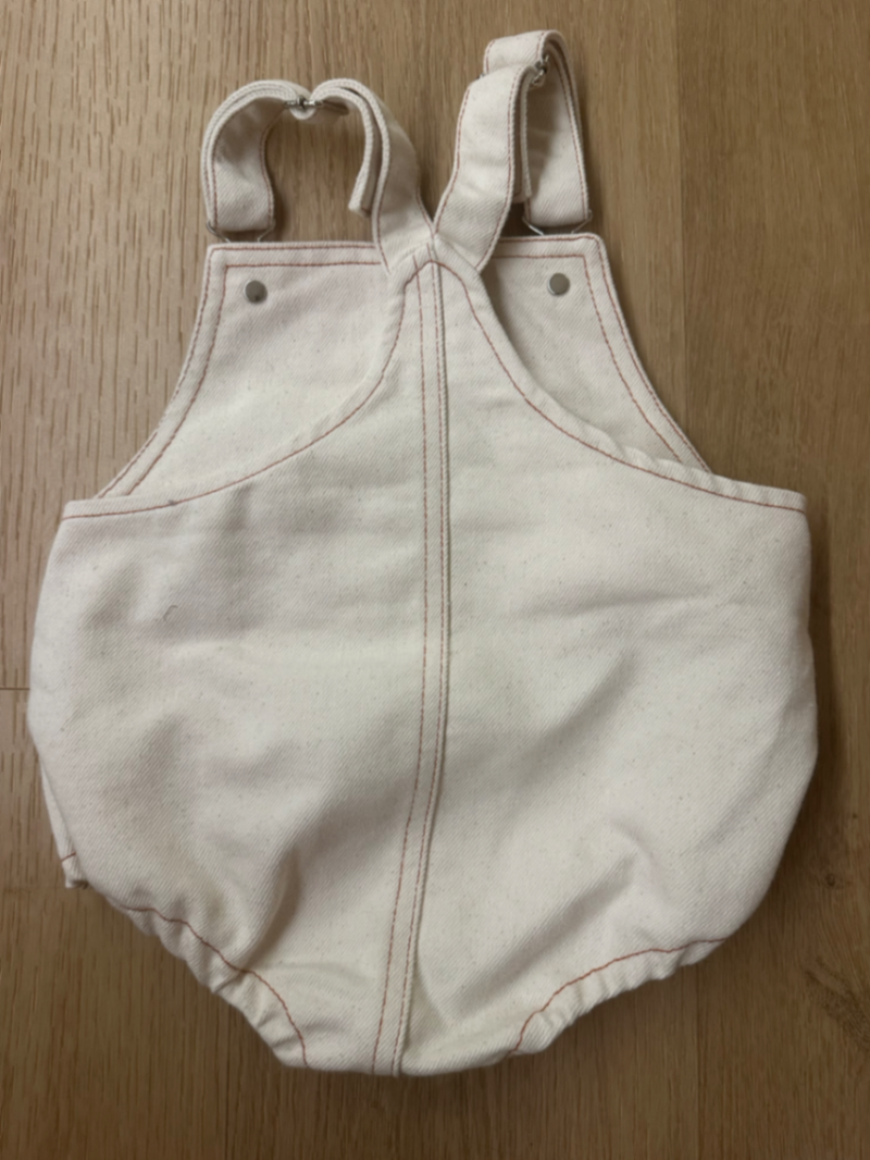 Blake Heart Logo Denim Dungarees Baby Bodysuit Cream, 6-12 Months