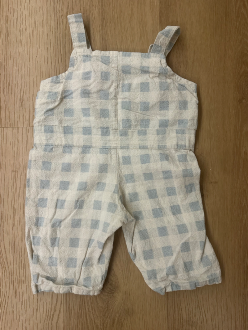 Betty Linen Checked Dungarees (Pale Blue Gingham) Age 1