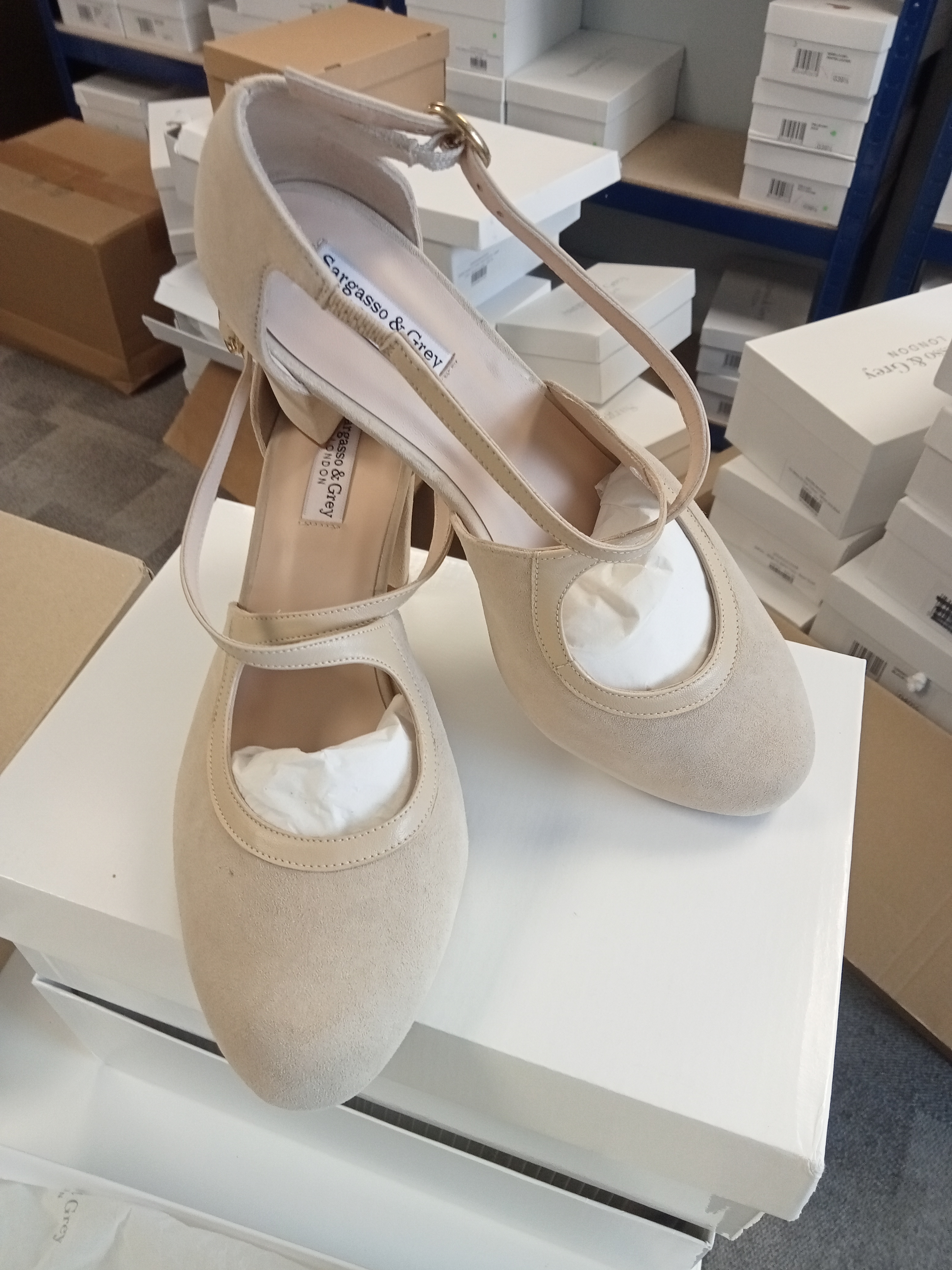 Gemma Almond Suede Block Heel 