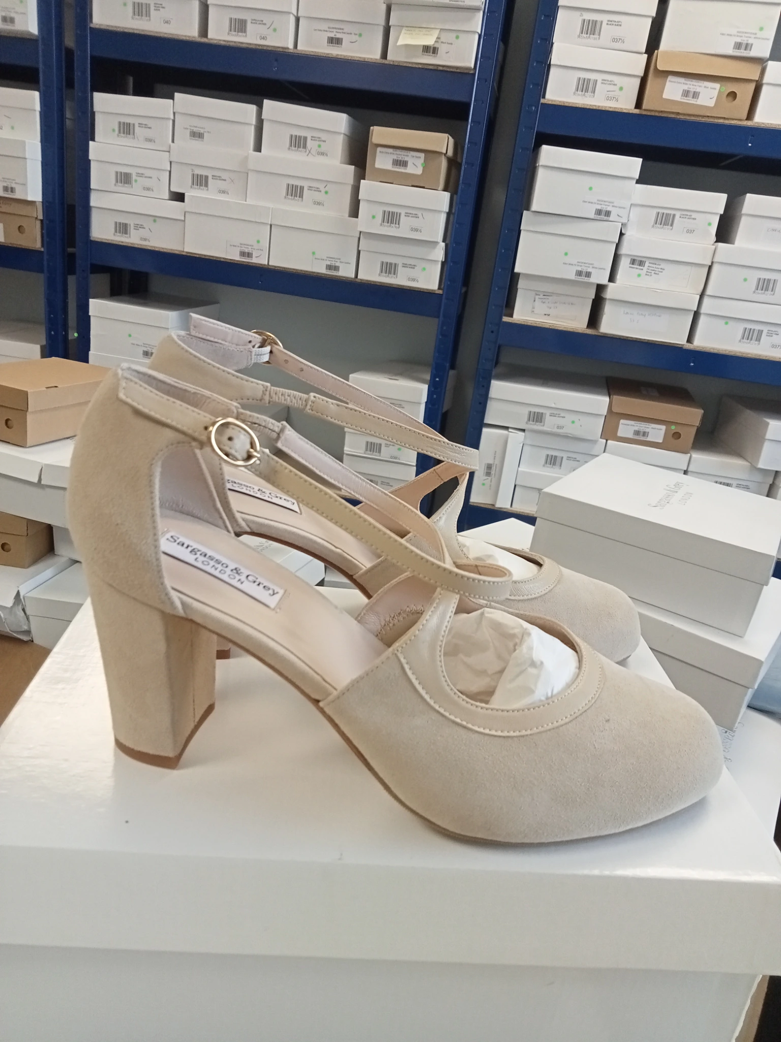 Gemma Almond Suede Block Heel 