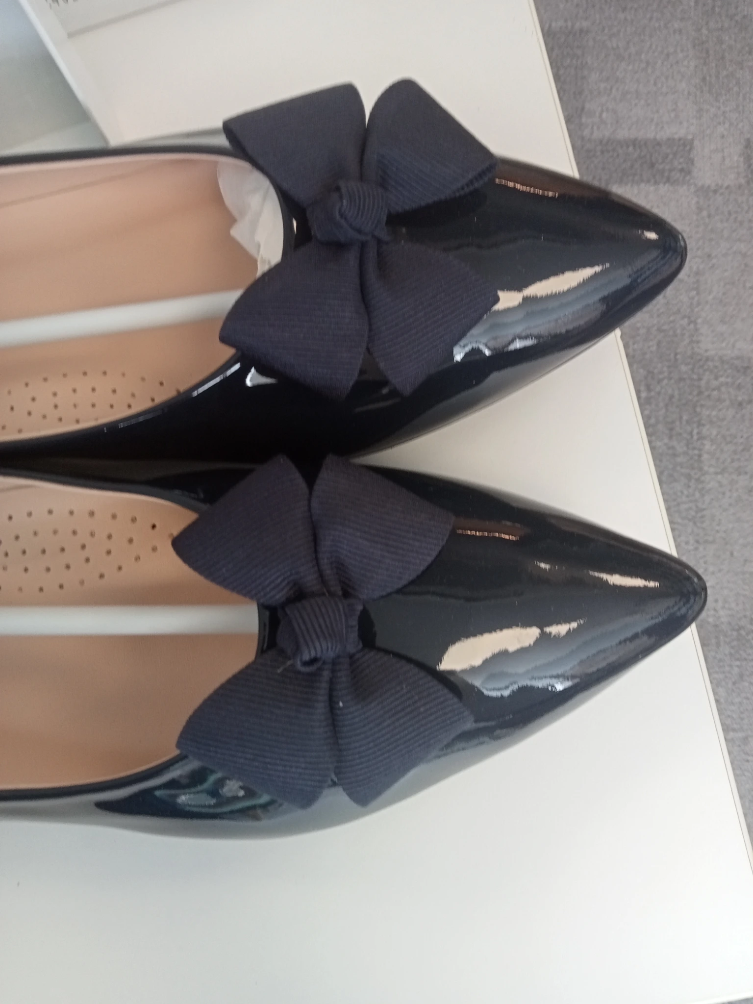 Laura Wide Fit Flats - Navy Patent