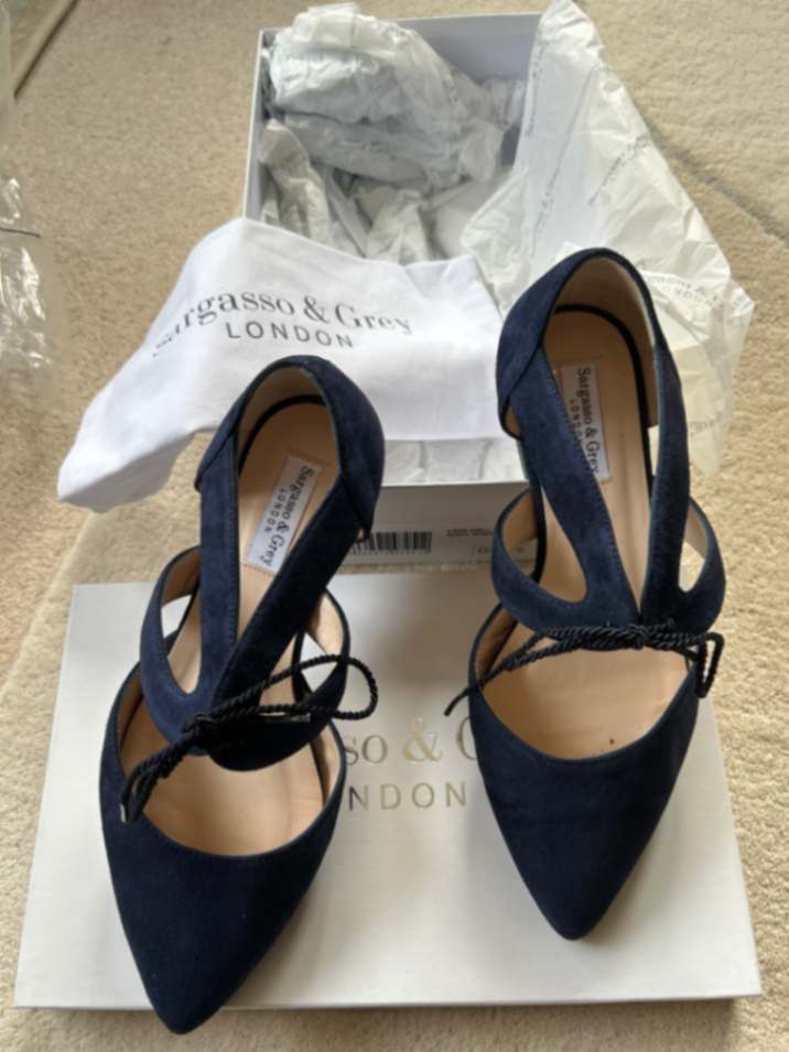 Leni Wide Fit Lace-Up Flats - Navy Suede - UK 3.5 / EU 36.5 / US 6 / EXTRA-WIDE EEE FIT