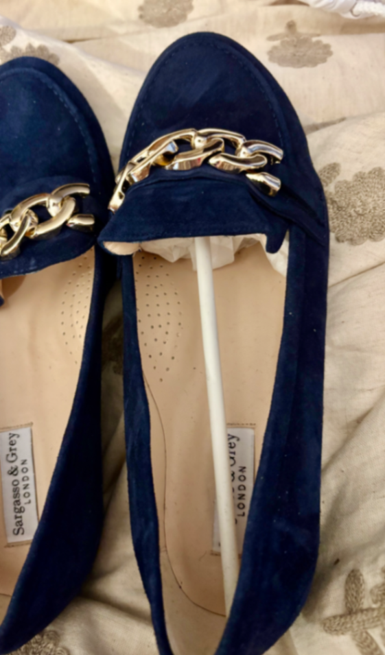 Wide Fit Chain Loafer- Navy Suede