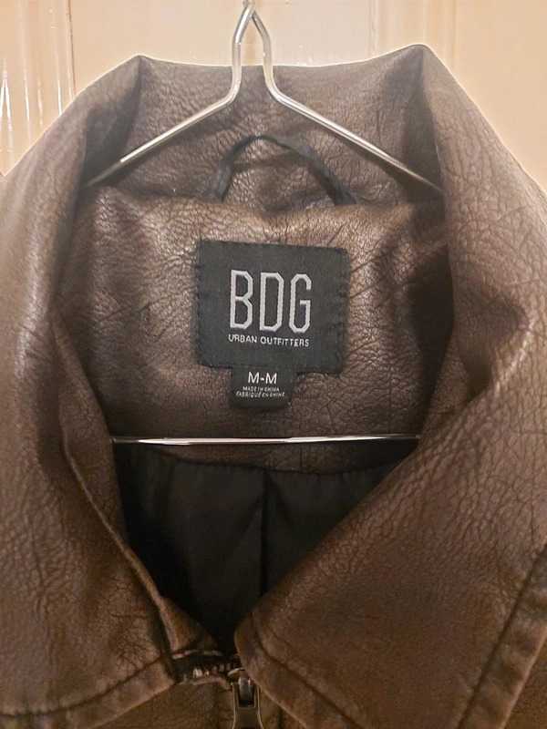 BDG Jerry Washed Brown Faux Leather Jacket