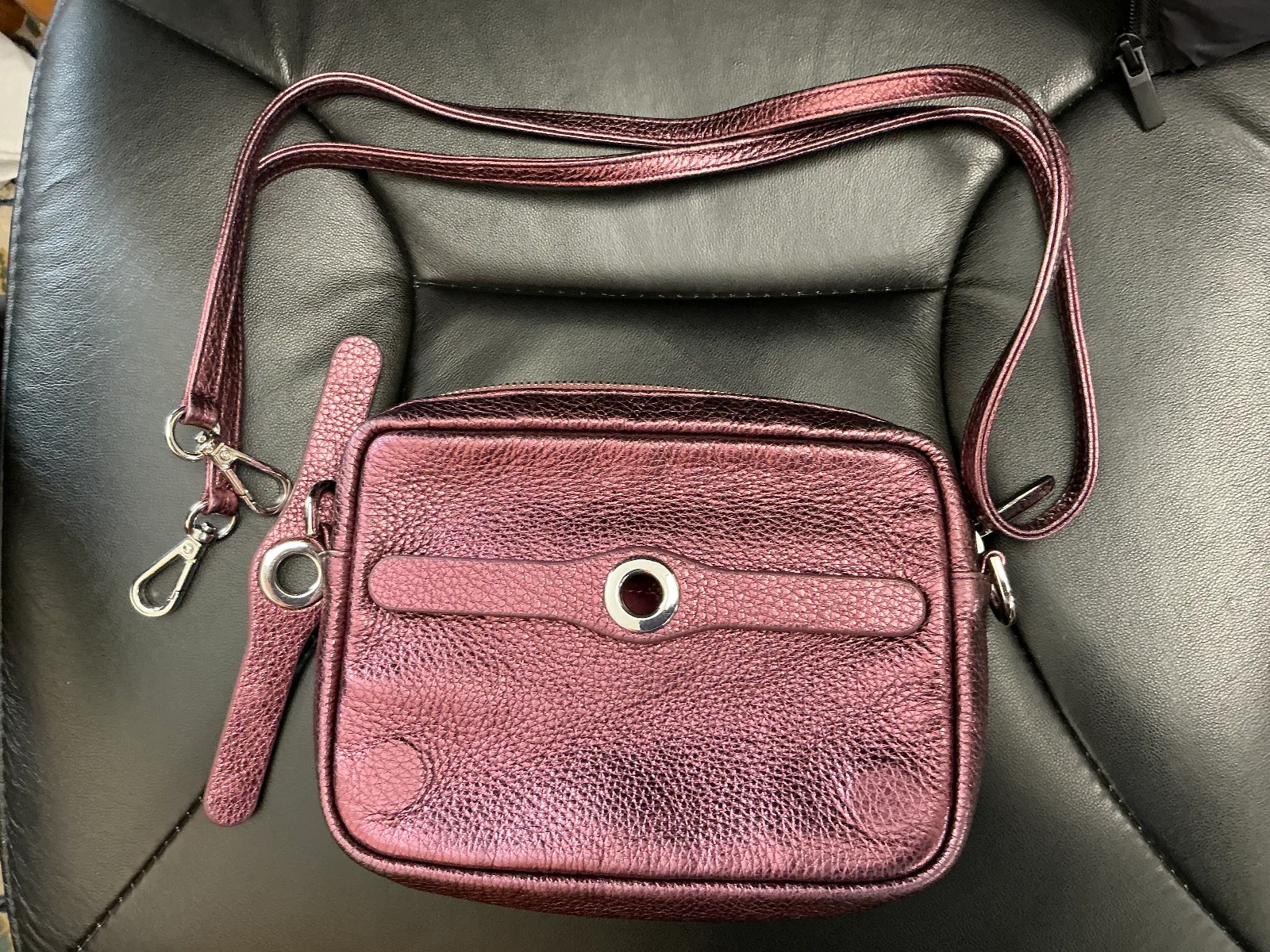 Millie crossbody bag metallic purple silver hardware