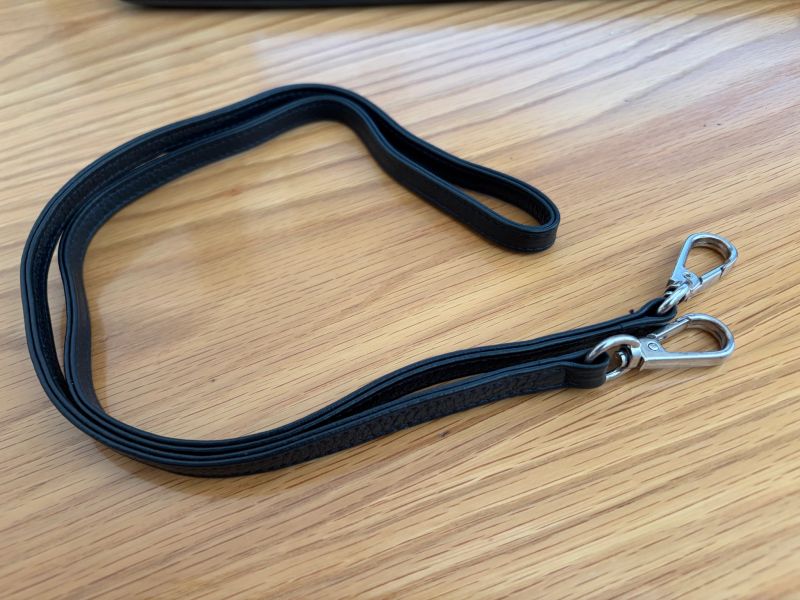 Black Leather bag strap with silver hardware