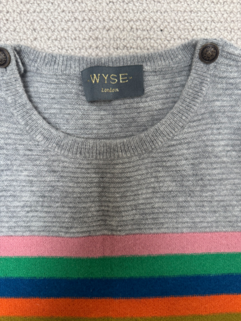 SAMPLE Nova Rib Bell Sleeve Jumper - Grey/Multi