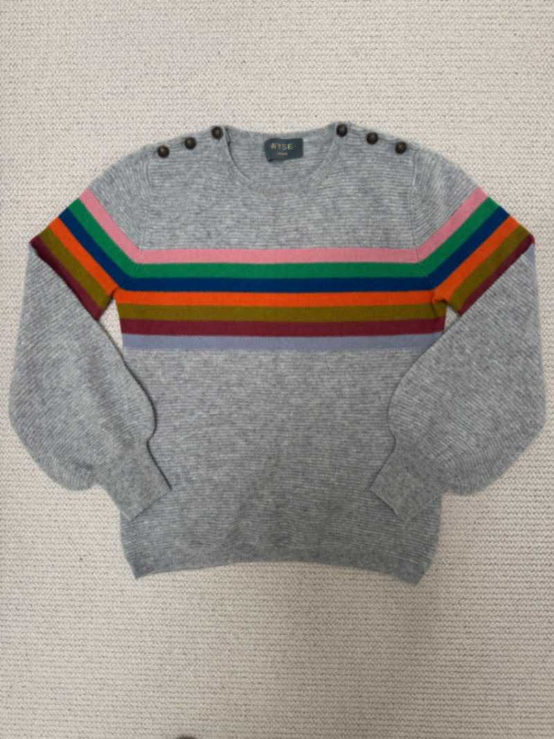SAMPLE Nova Rib Bell Sleeve Jumper - Grey/Multi