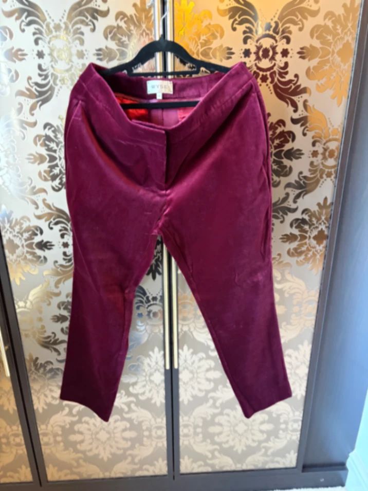 Sandrine Velvet Trouser - Cranberry - Regular