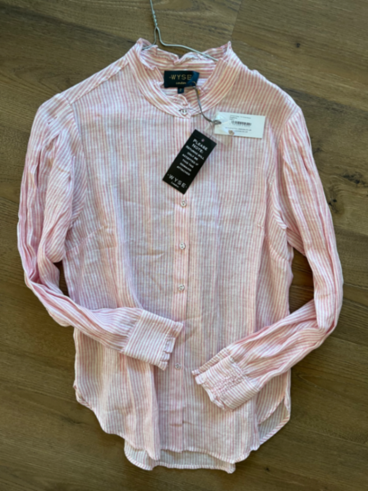 Simone scallop blouse pink/white