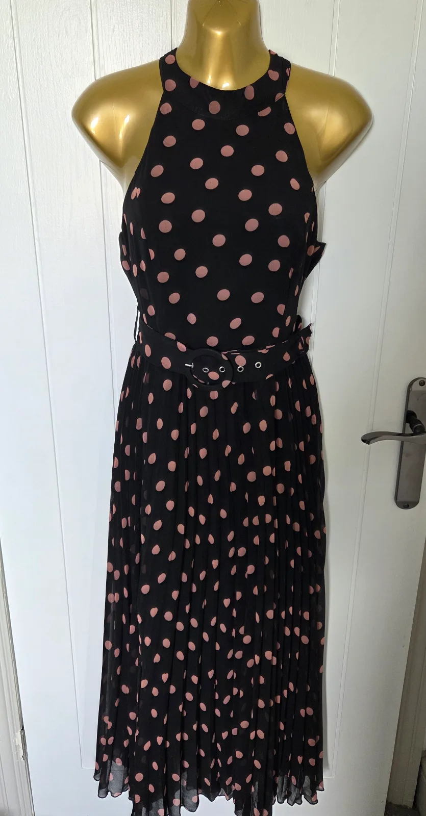 Luisa Black and Blush Belted Maxi Dress