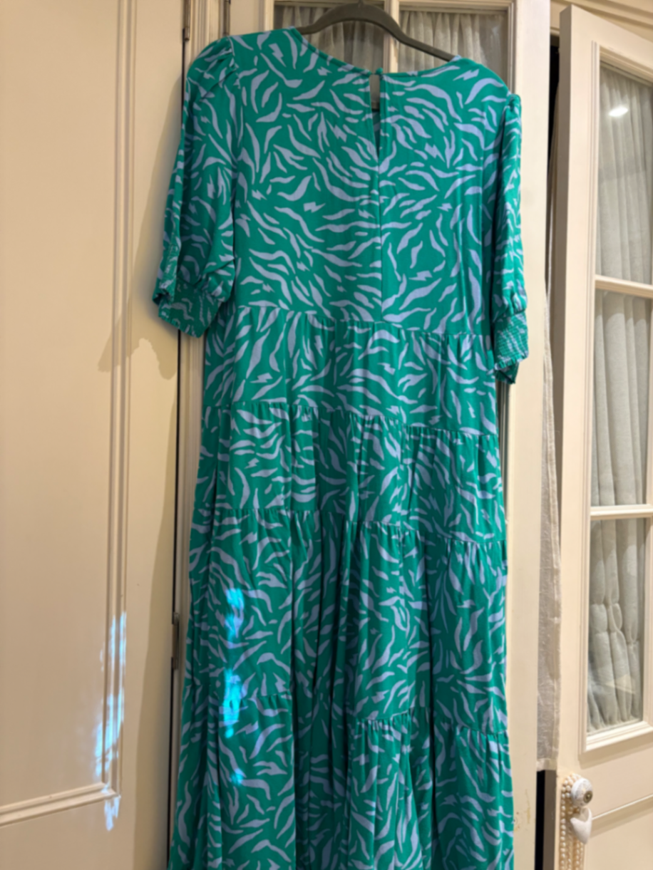 Green and lilac maxi dress