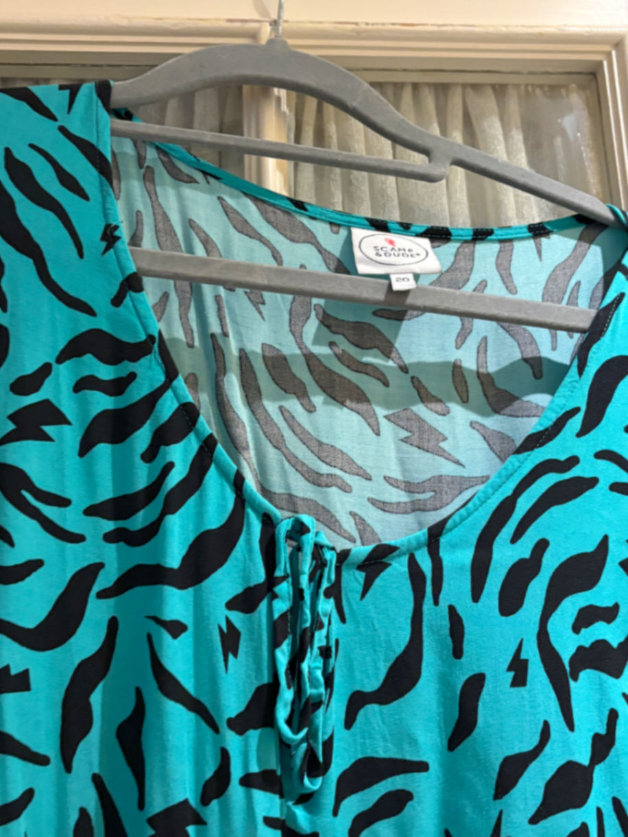 Green with black zebra maxi dress