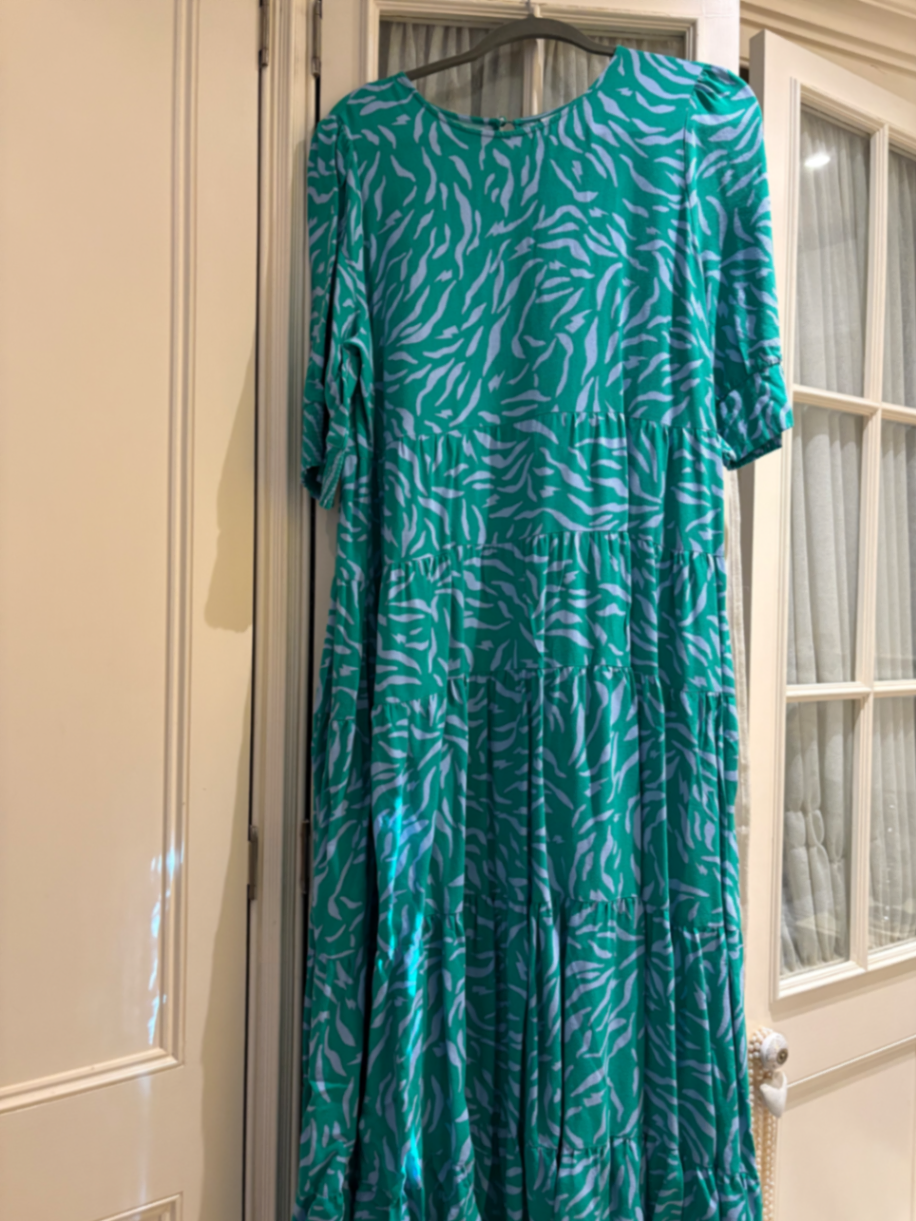 Green and lilac maxi dress