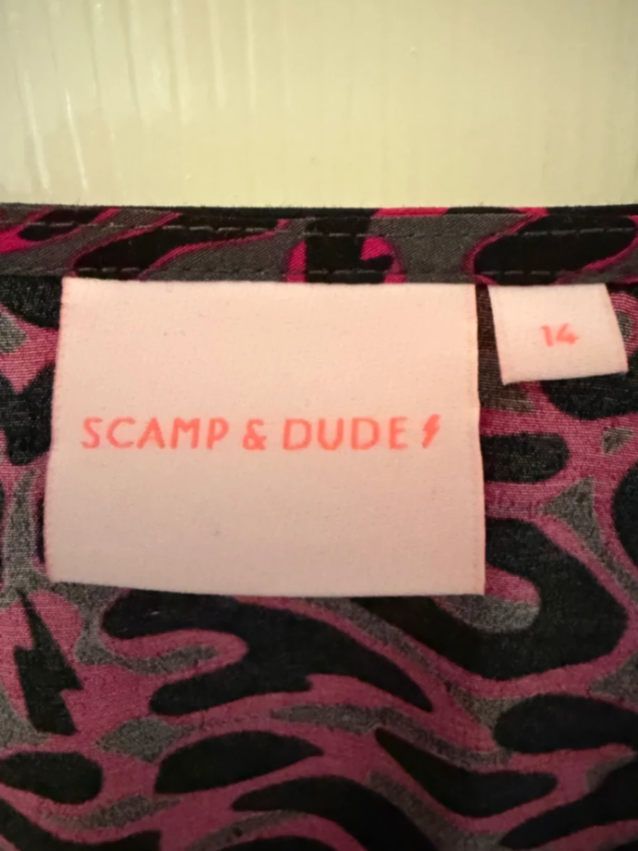 Grey with pink Leopard midi tea dress