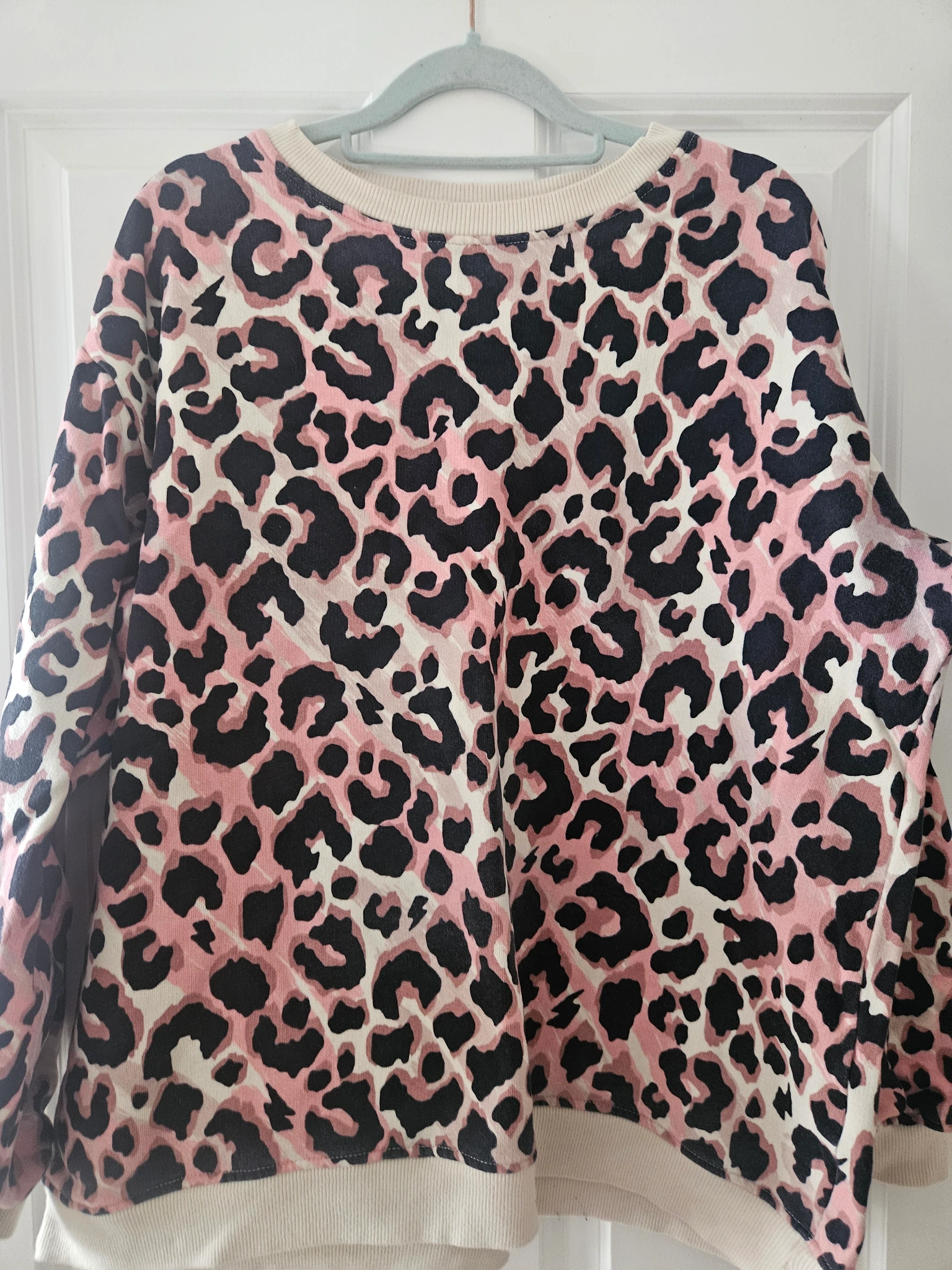 Mixed Neutral with Black Shadow Leopard Oversized Sweatshirt