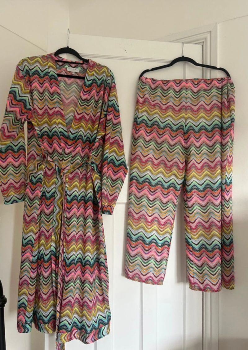 Stripe Beach trousers size 22 and matching kimono size 20
