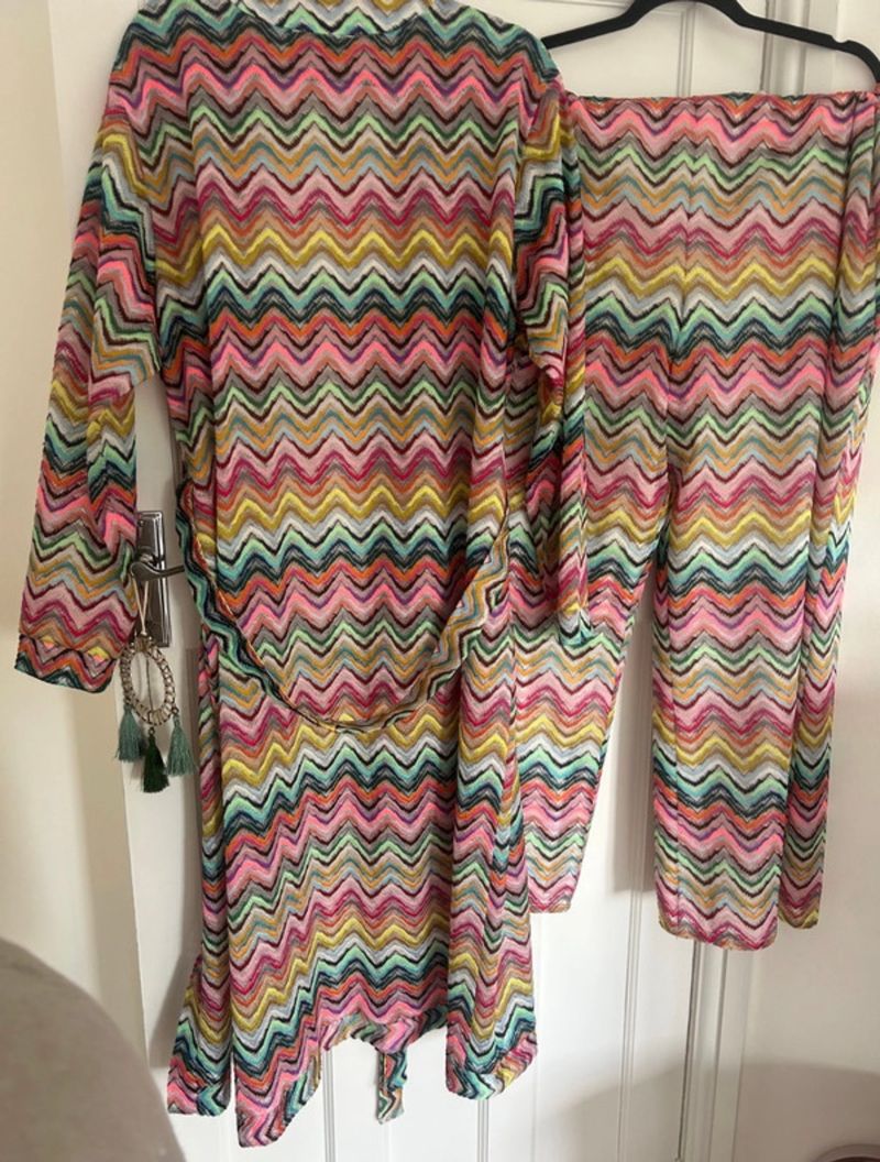 Stripe Beach trousers size 22 and matching kimono size 20